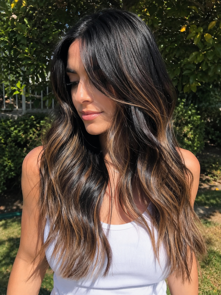 Honey Brown Balayage Ideas on Black Hair