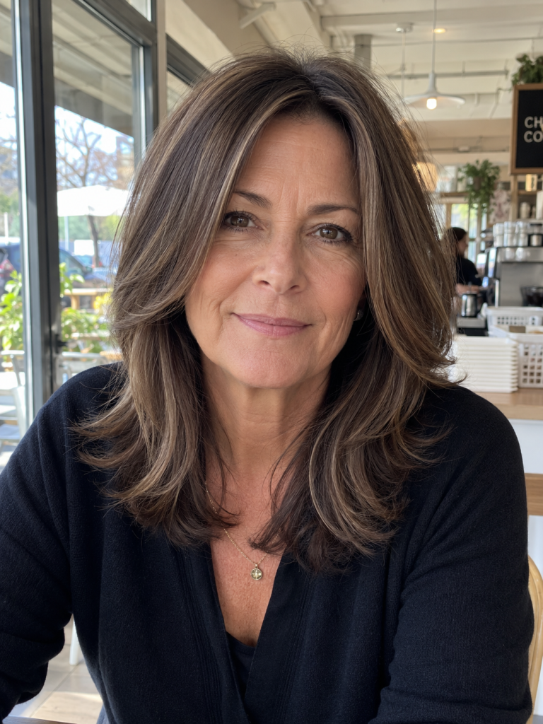 Brunette Highlights to Blend Gray