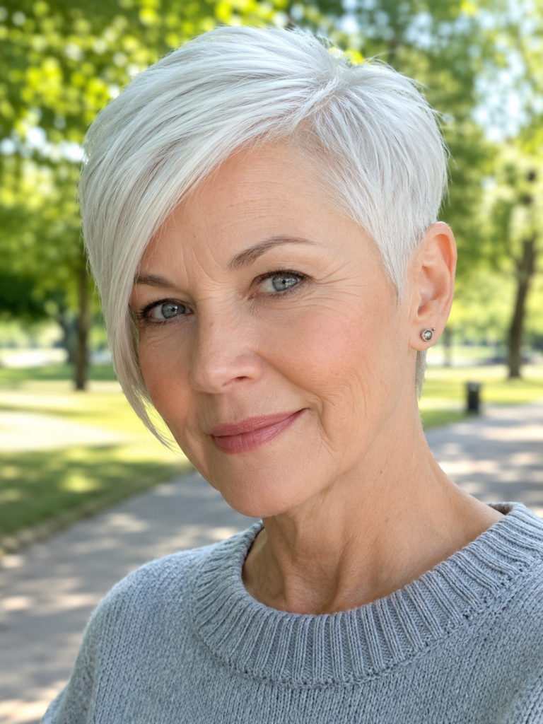 Platinum Pixie with Side Sweep