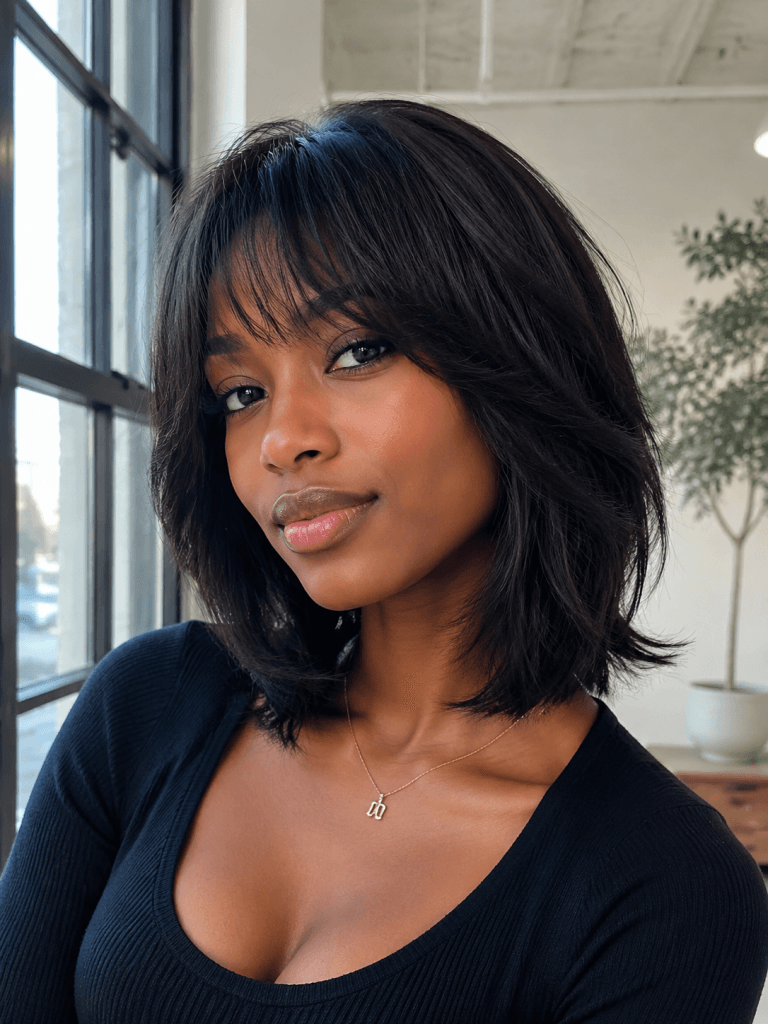 Razored Medium Bob with Razored Bangs