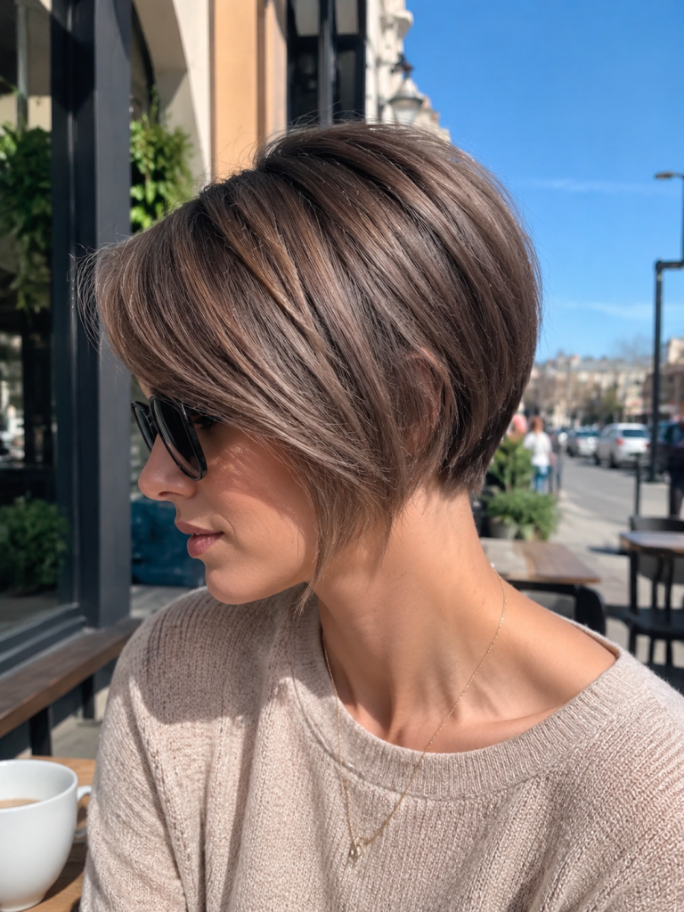 Stacked Bob with Side-Swept Bangs