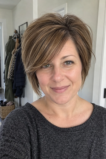 Stacked Wedge with Side-Swept Bangs